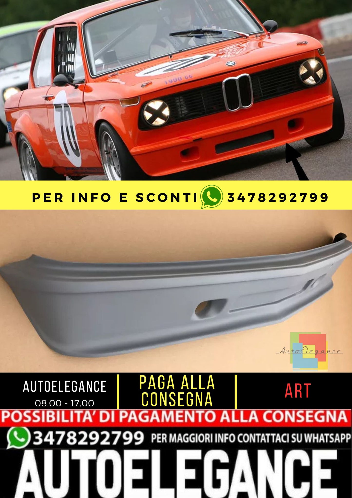 ✨PARAURTI  ANTERIORE ADATTO PER BMW 02 SERIES E10 E20 ( 1967-1977)✨