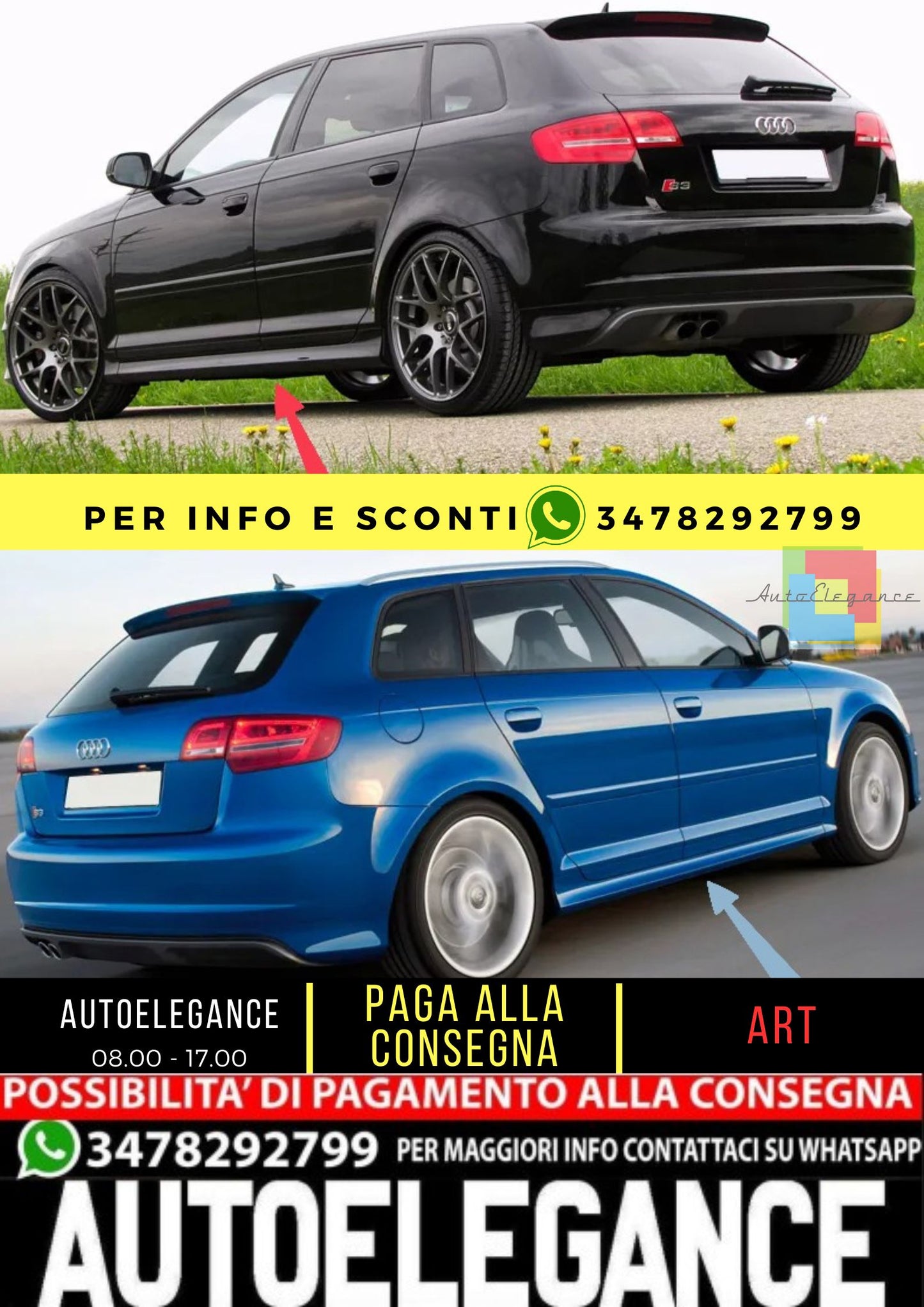 😎KIT MINIGONNE ADATTO PER AUDI A3 8P😎