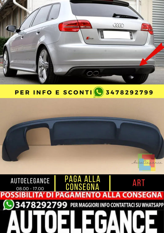 💯KIT DIFFUSORE ADATTO PER AUDI A3 8P SPORTBACK S3 LOOK💯