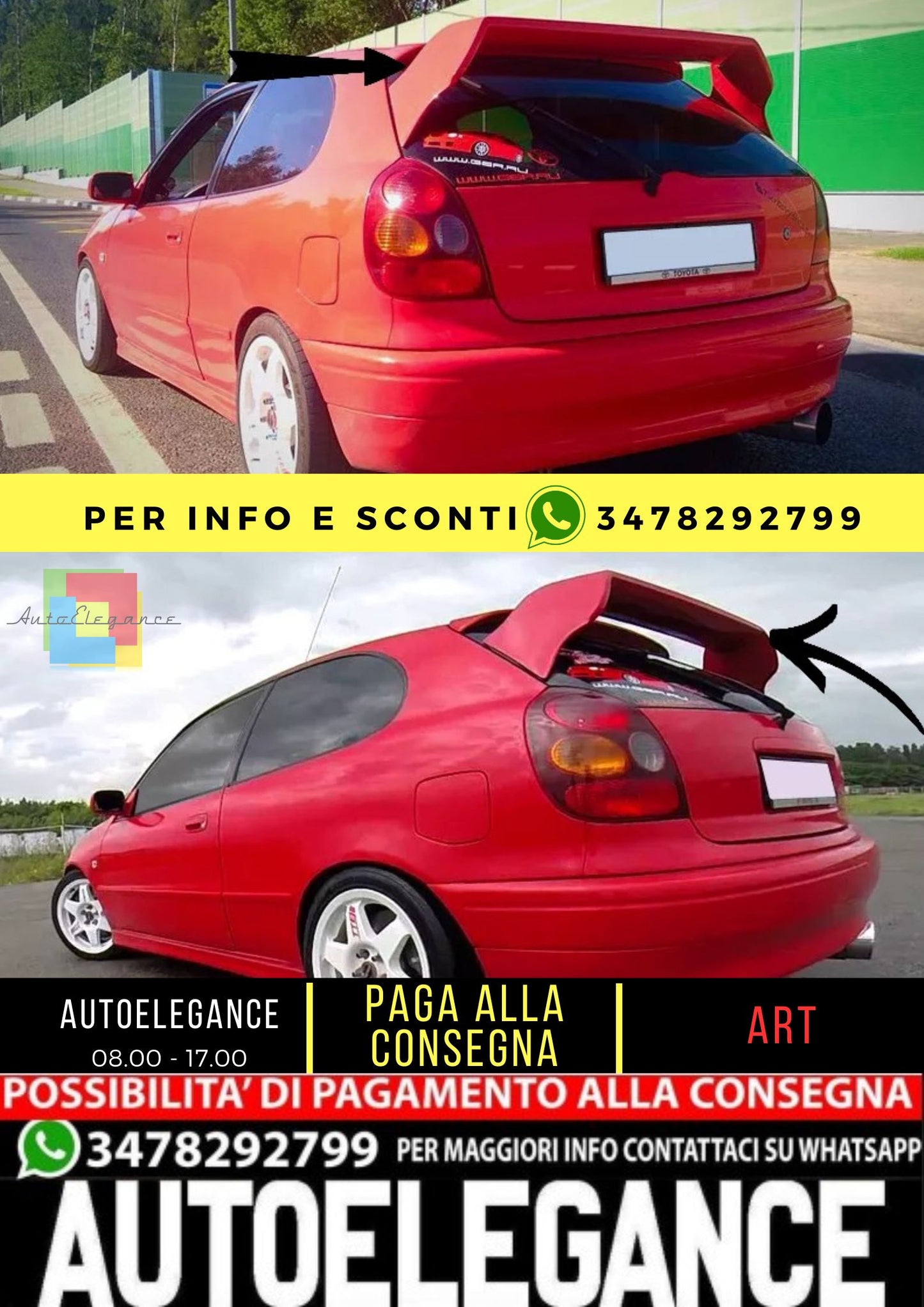 ⭐KIT SPOILER ADATTO PER TOYOTA COROLLA E11 ( 1997-2001 )⭐