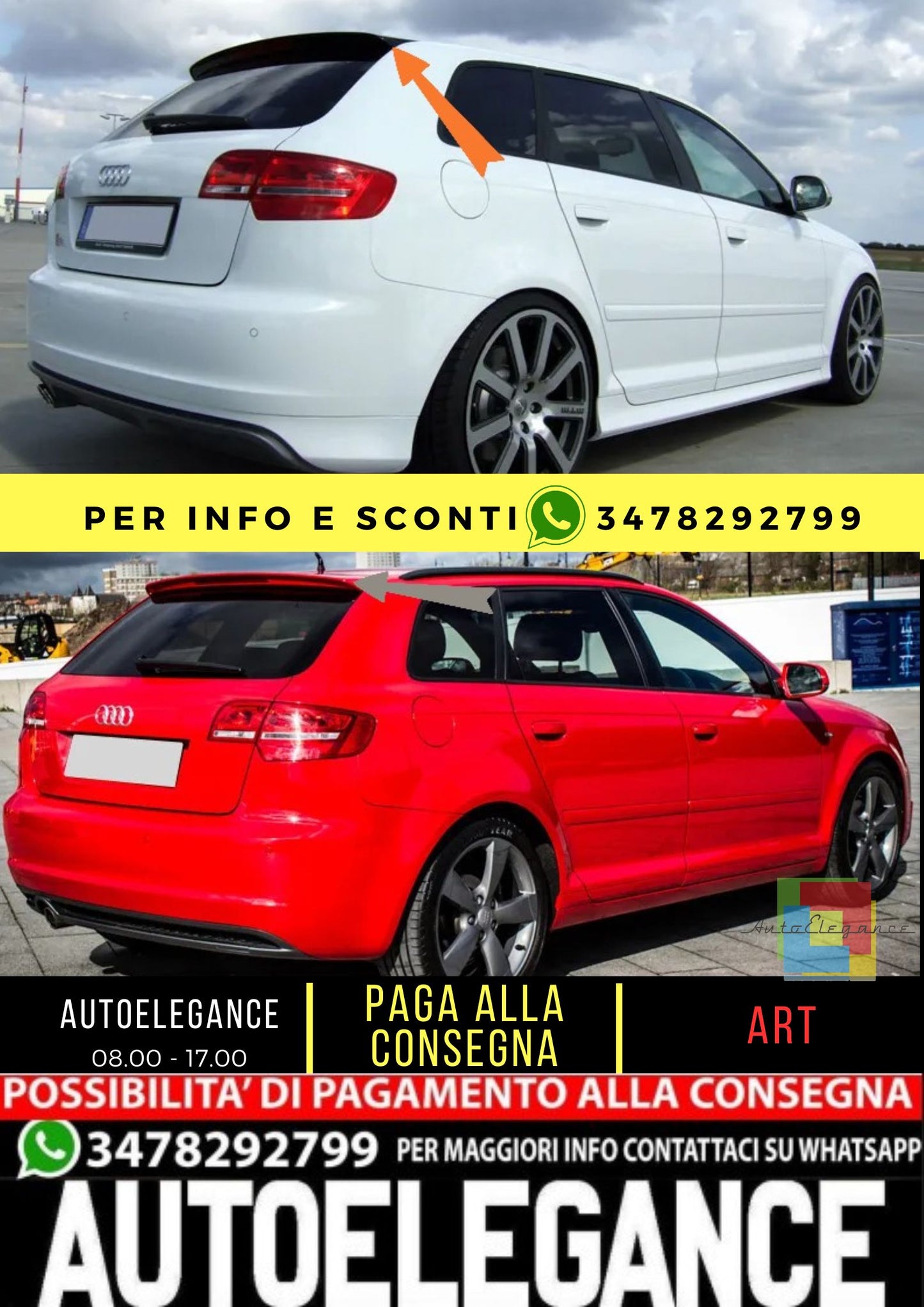 ⭐KIT SPOILER ADATTO PER AUDI A3 8P SPORTBACK⭐