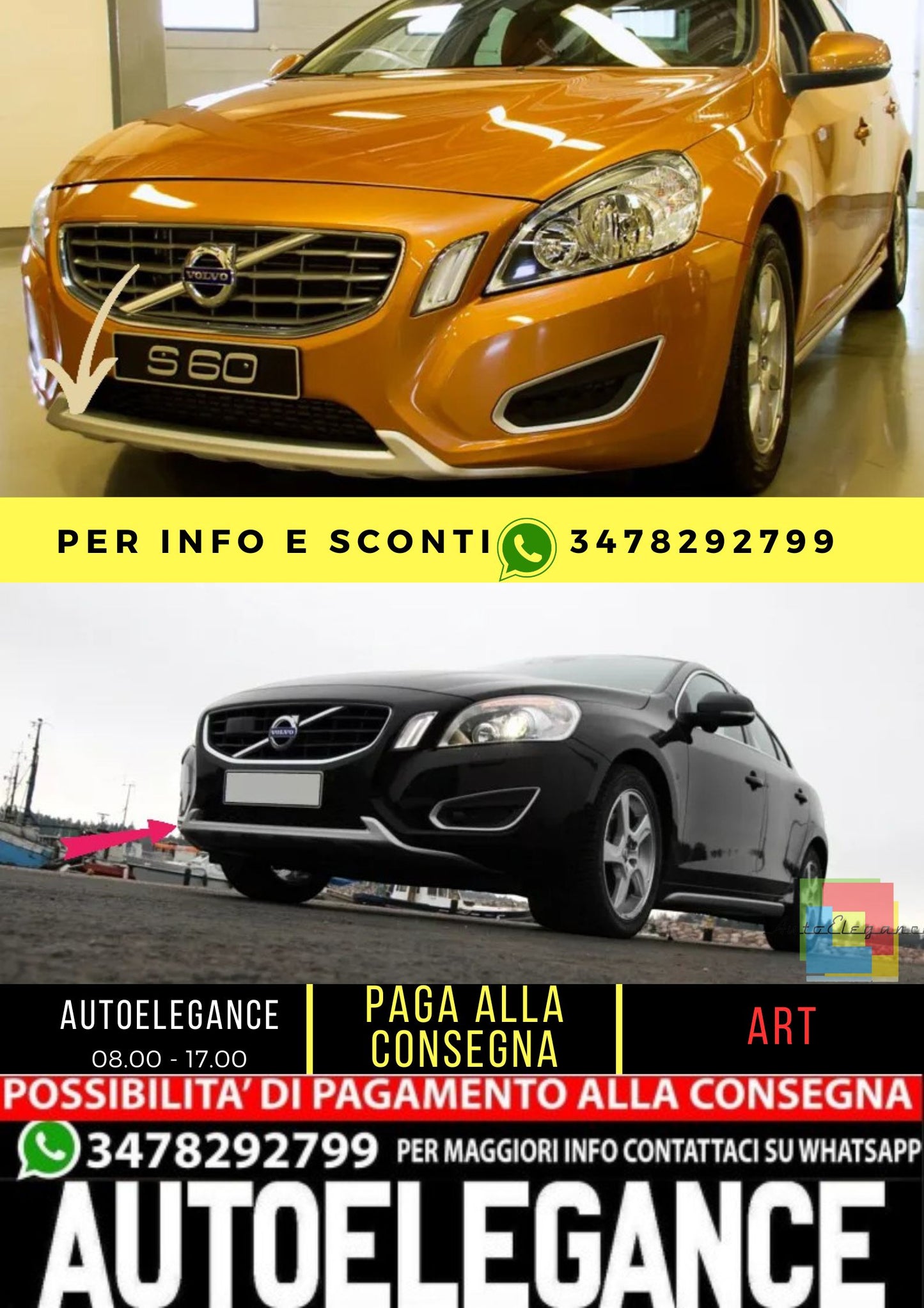 🌟KIT PARAURTI ADATTO PER VOLVO S60 V60 MK2 (2010-2013)🌟