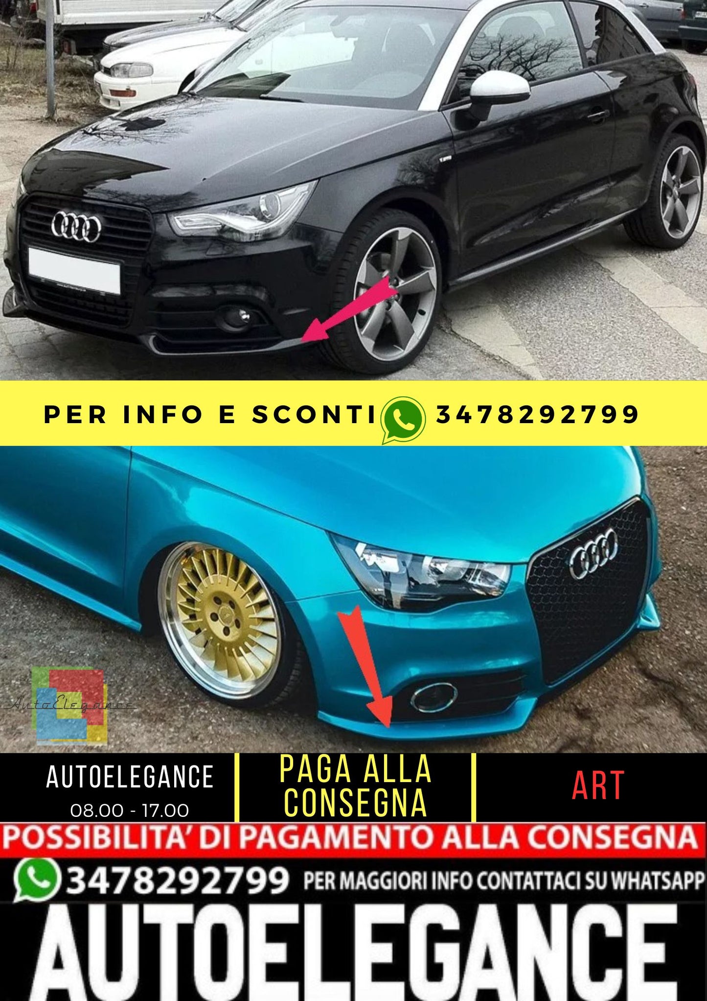 😎KIT SPLITTER ADATTO PER AUDI A1😎