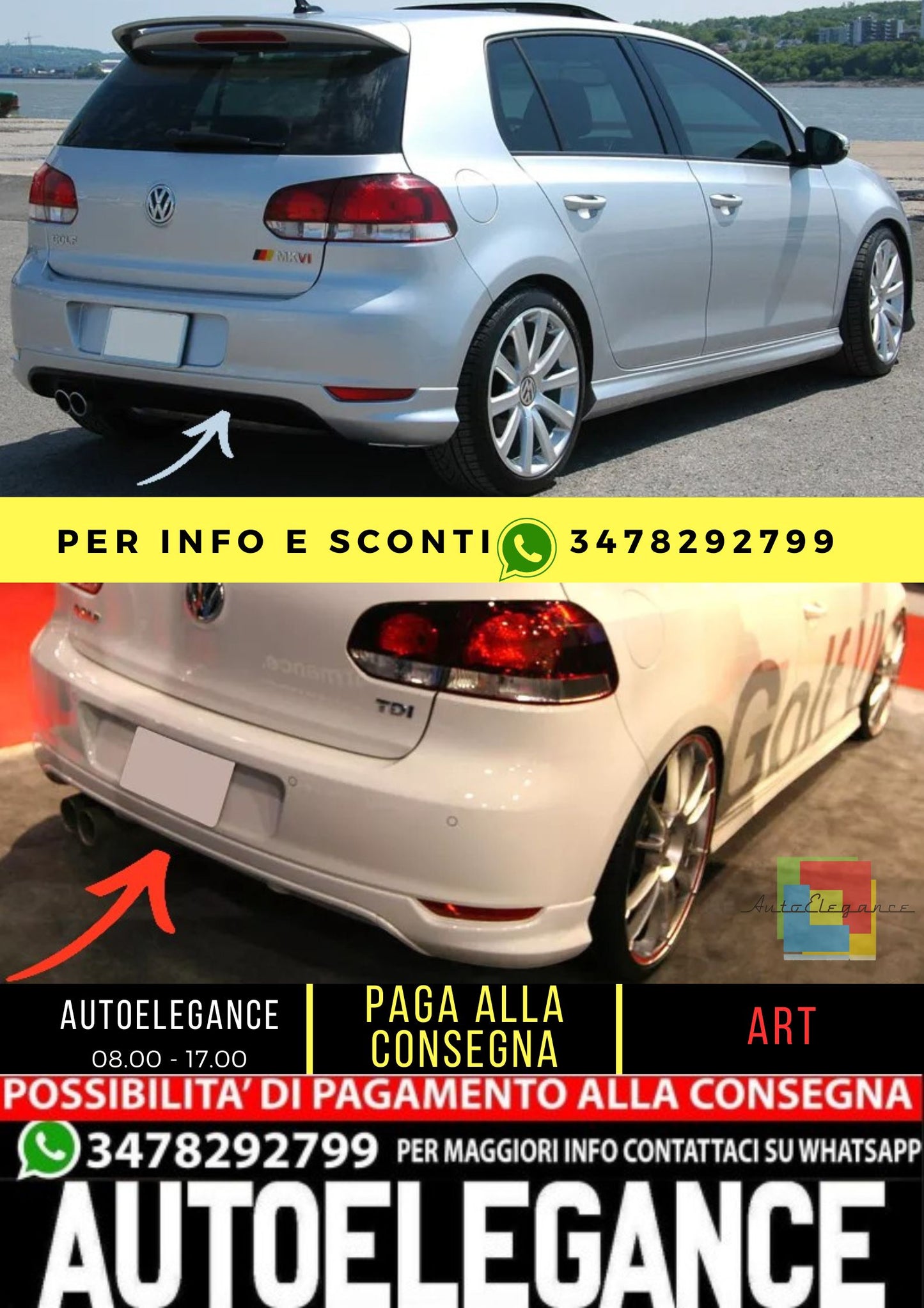 🤩SOTTOPARAURTI POSTERIORE ADATTO PER VW GOLF 6 ( 2008-20012 )🤩