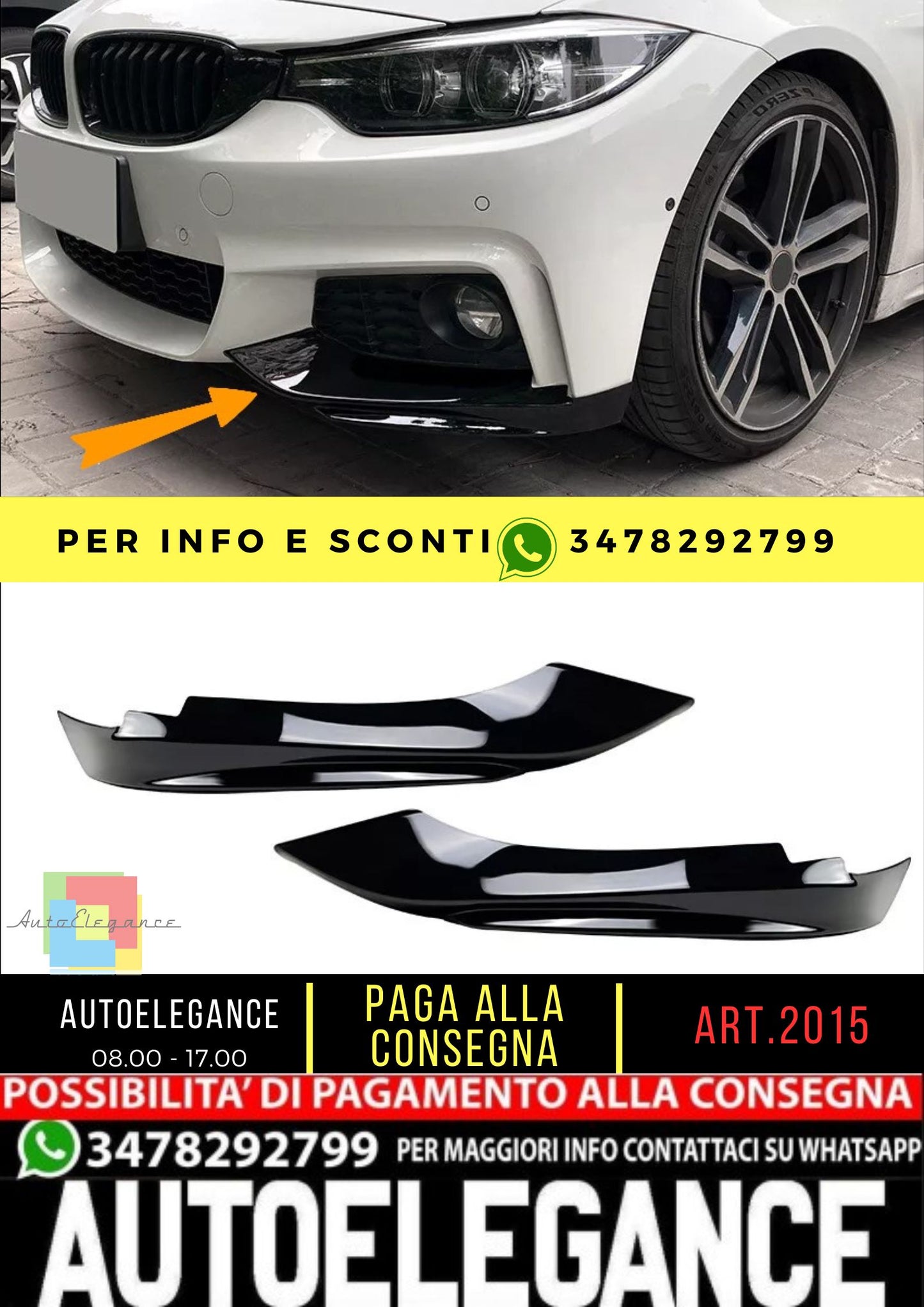 KIT SPLITTER ADATTO PER  BMW serie 4 F32 F33 F36