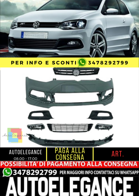 ⭐PARAURTI ANTERIORE ADATTO PER VW POLO 6R LOOK RLINE⭐