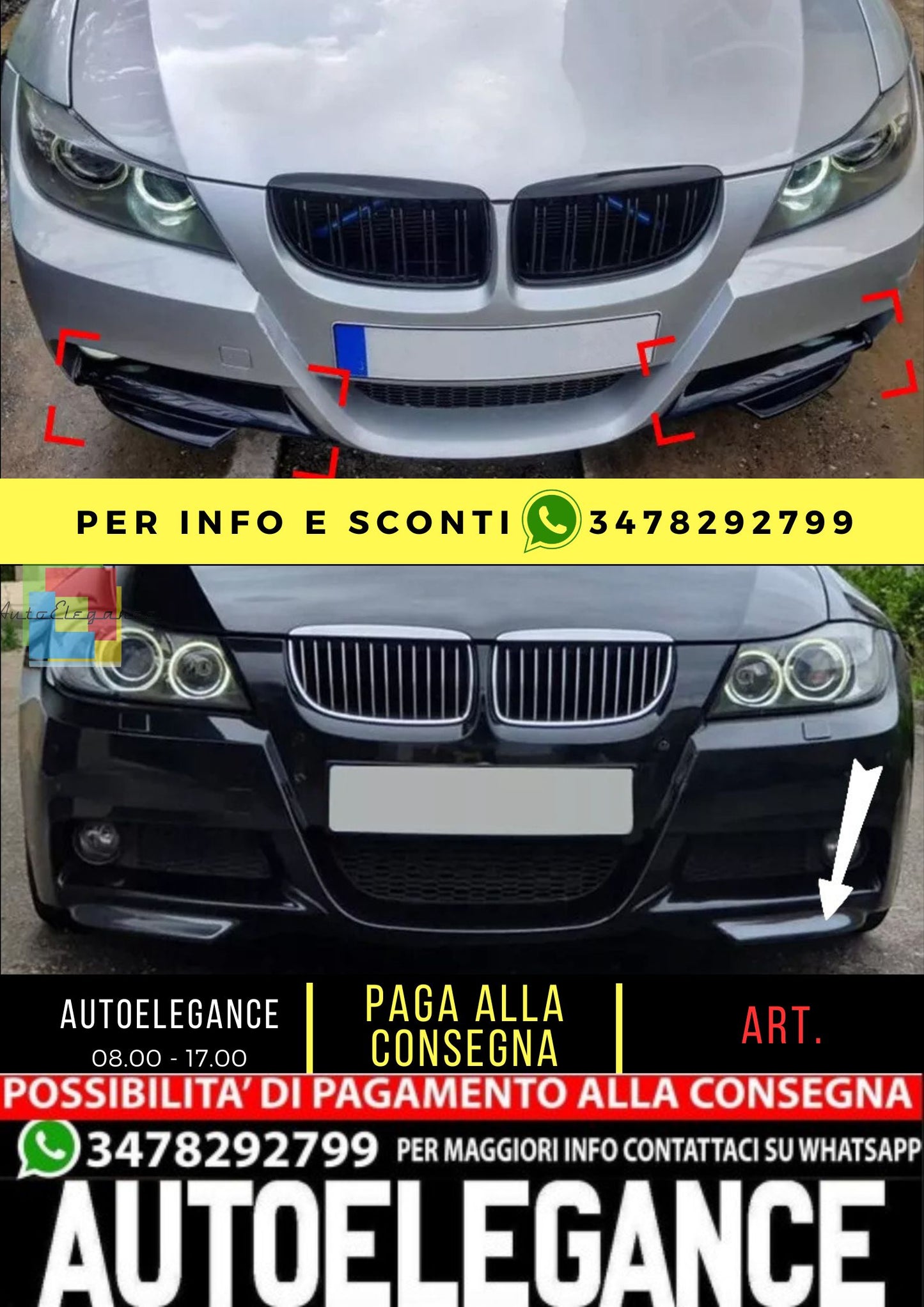 KIT SPLITTER ADATTO PER BMW serie 3 E90 E91 pre-LCI