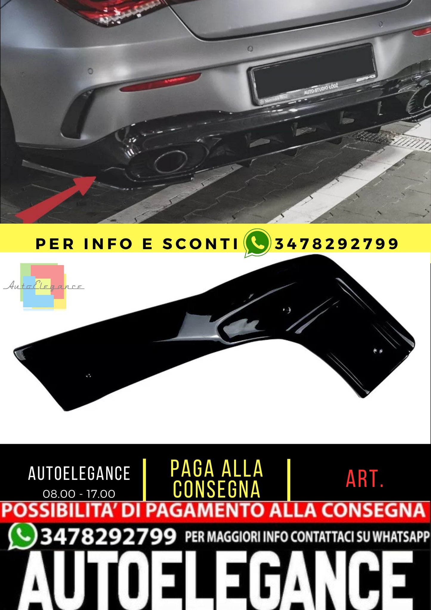 GREMBIULE DIFFUSORE ADATTO PER MERCEDES C118 X118 CLASSE CLA 35