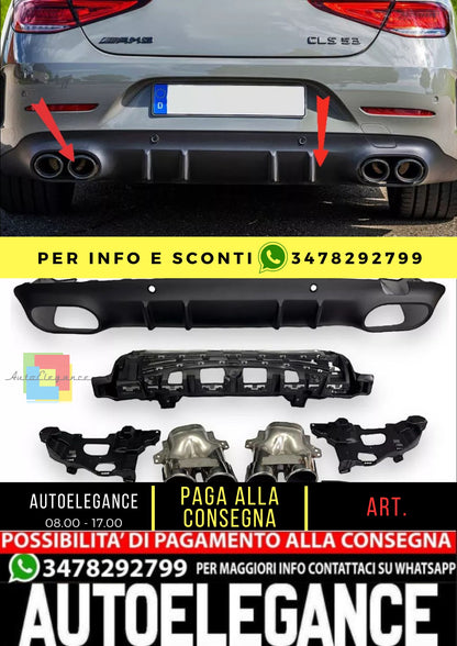 KIT DIFFUSORE ADATTO PER Mercedes X257 C257 CLS + pezzi di scarico (CROMO)