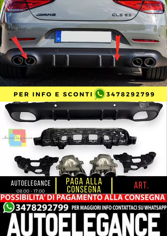 KIT DIFFUSORE ADATTO PER Mercedes X257 C257 CLS + pezzi di scarico (CROMO)