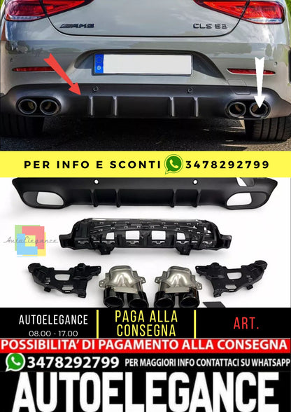 KIT DIFFUSORE ADATTO PER  Mercedes X257 C257 CLS + pezzi di scarico (NERO)