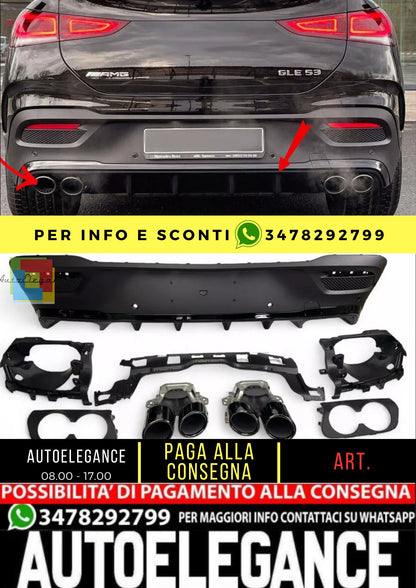 Diffusore+ terminali di scarico NERO ADATTO PER Mercedes W167 GLE COUPE