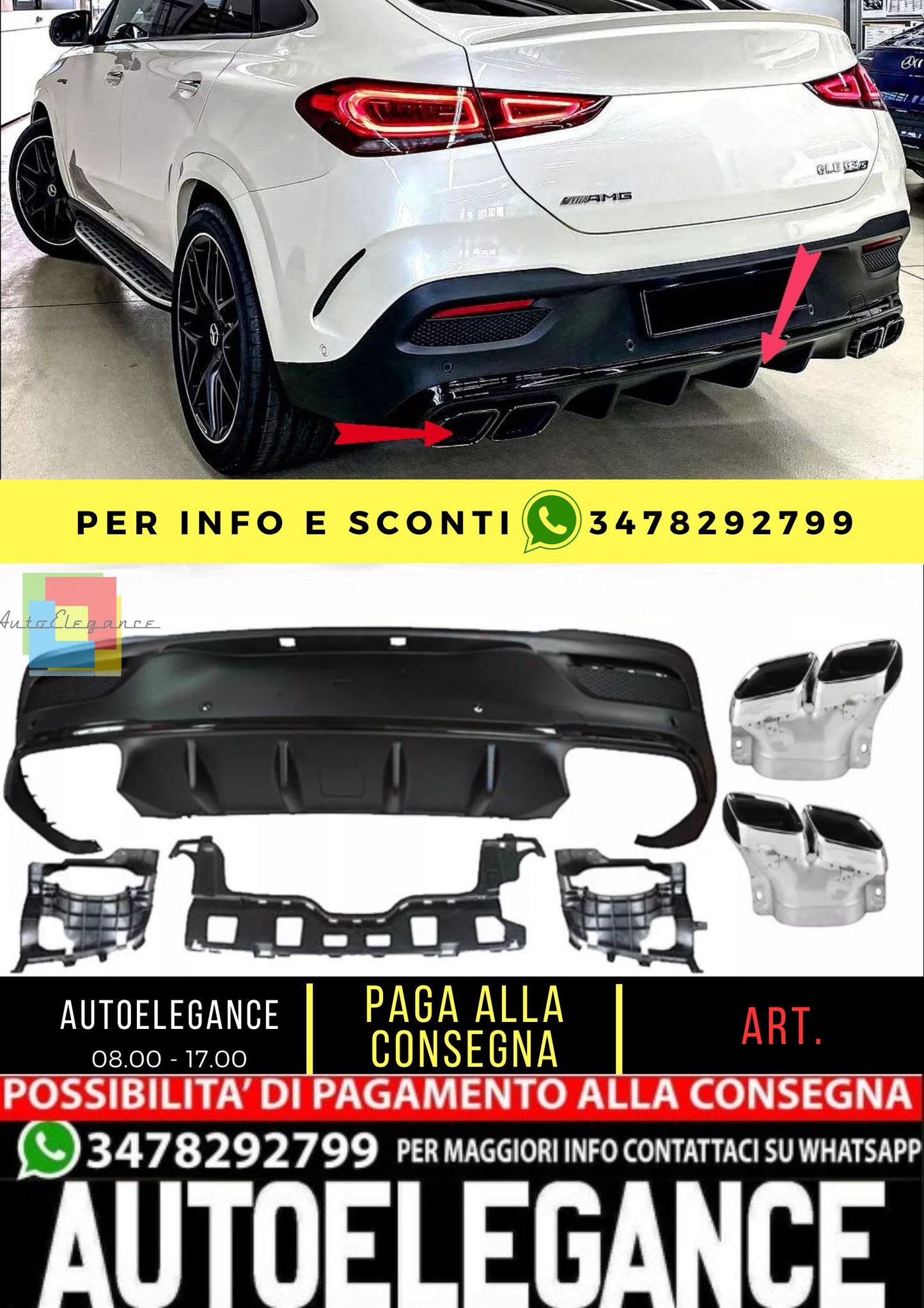 Diffusore+ terminali di scarico ADATTO PER Mercedes W167 GLE COUPE