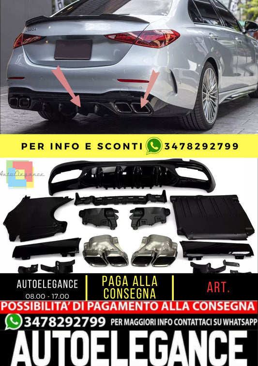 🔥Diffusore + terminali di scarico (CROMO) AMG LOOK adatto per Mercedes W206🔥