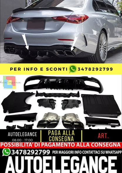 🔥Diffusore + terminali di scarico (NERO)  AMG LOOK adatto per Mercedes W206🔥