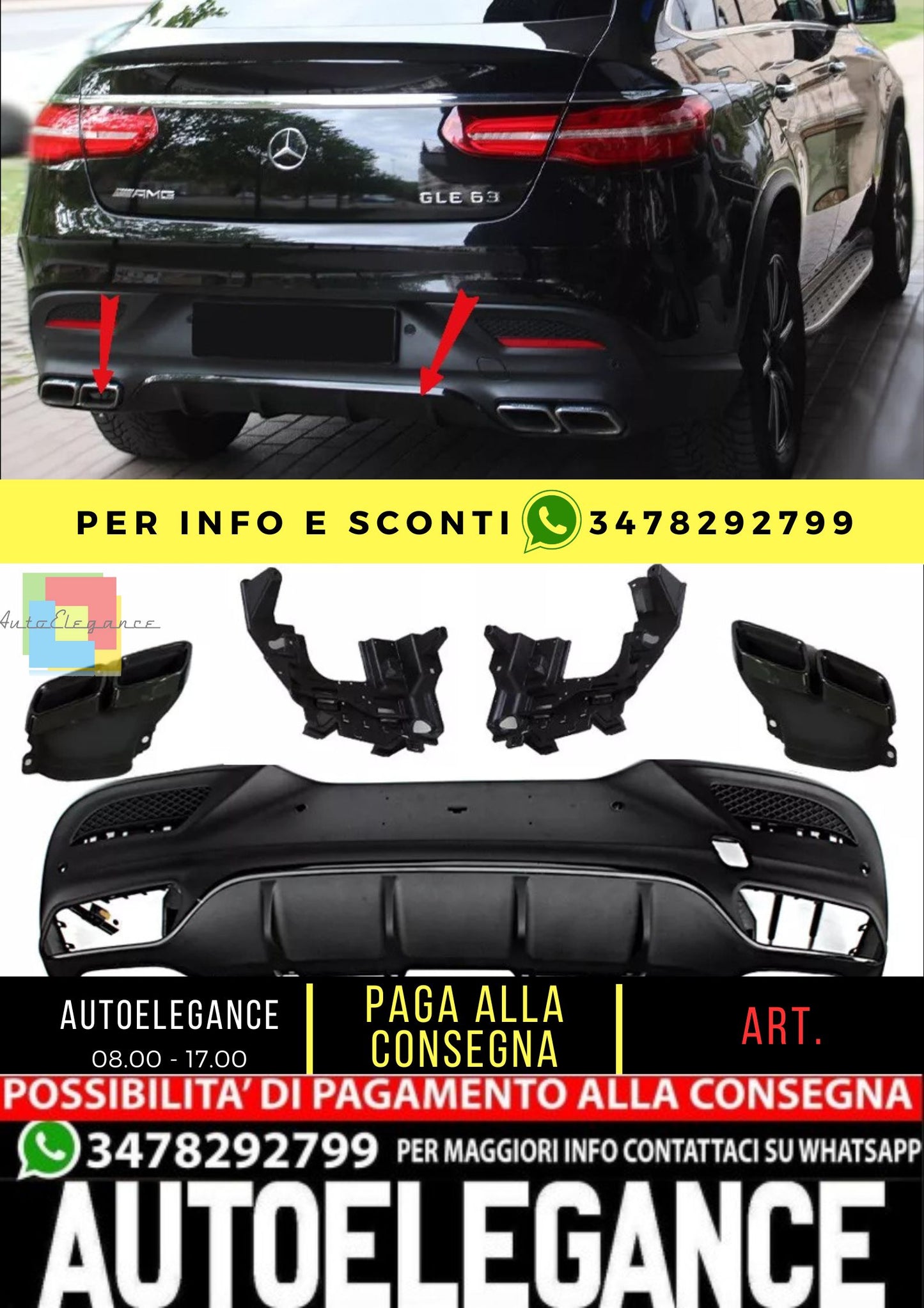 Diffusore + terminali di scarico nero adatto per Per Mercedes C292 GLE COUPE