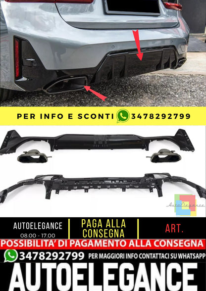 Diffusore + terminali di scarico(CHROMO)ADATTO PER BMW SERIE 3 G20 / G21 LCI