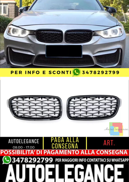 ⭐GRIGLIA SPORTIVA DIAMANTE NERO LUCIDO ADATTO PER BMW SERIE 3 F30 F31⭐