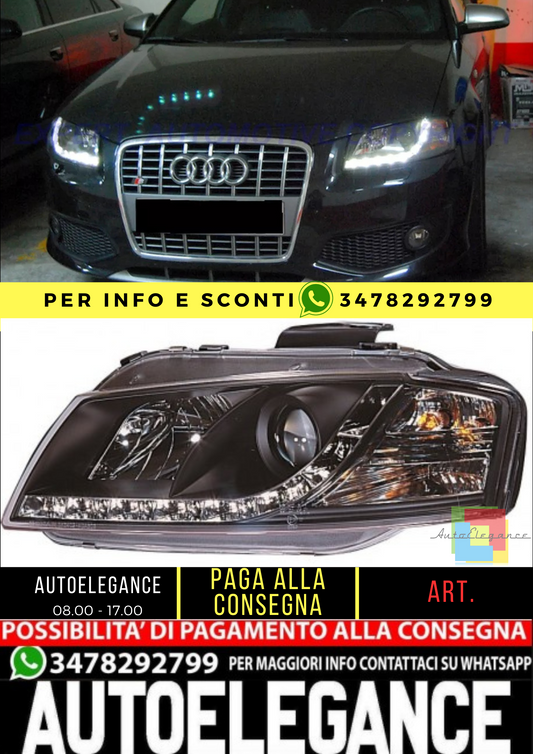 💎PAIR OF FRONT HEADLIGHTS SUITABLE FOR AUDI A3 8P 2003-2008 BLACK💎