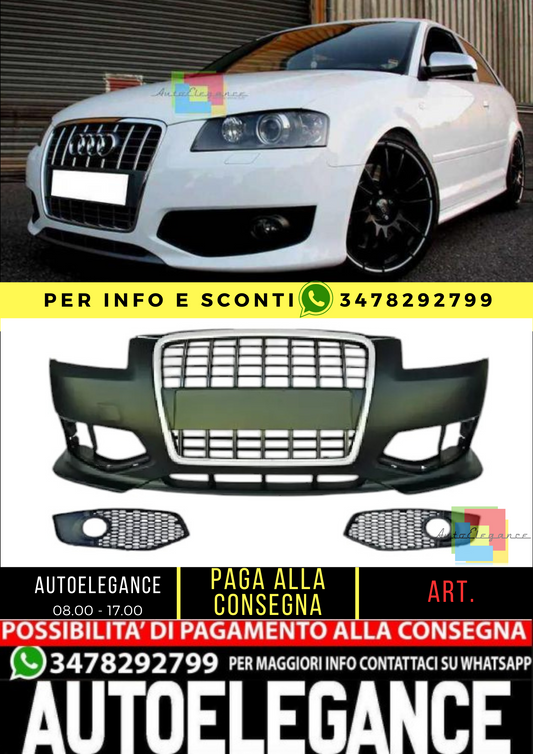 💎FRONT BUMPER SUITABLE FOR AUDI A3 8P 03-08 BLACK CHROME💎