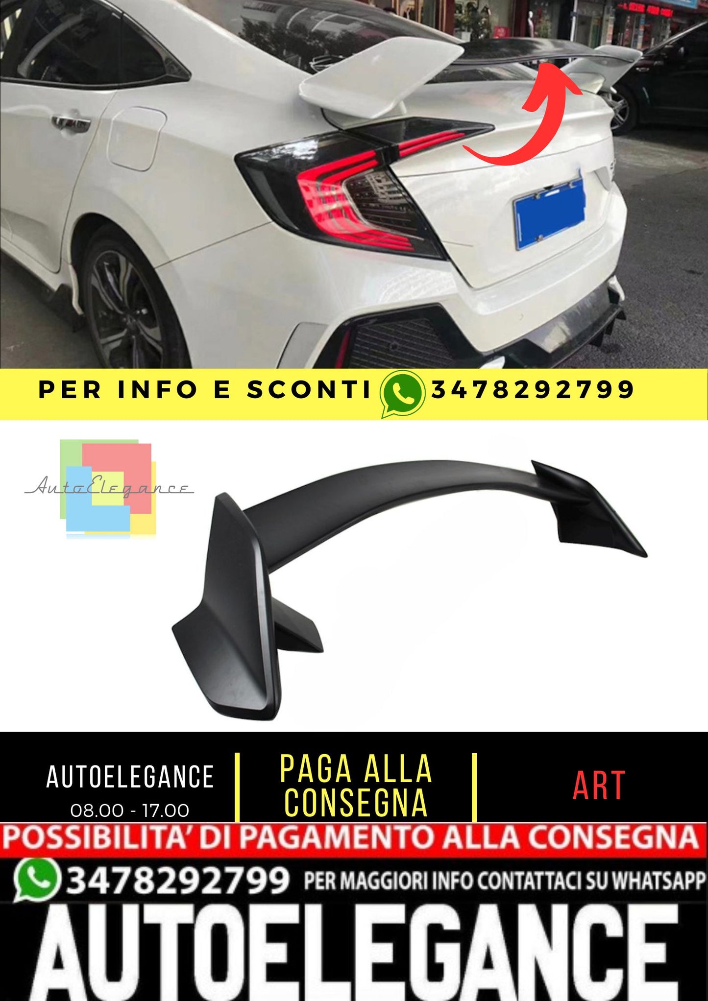 💎 SPOILER adatto per Honda Civic 10 Sedan 2015-2021