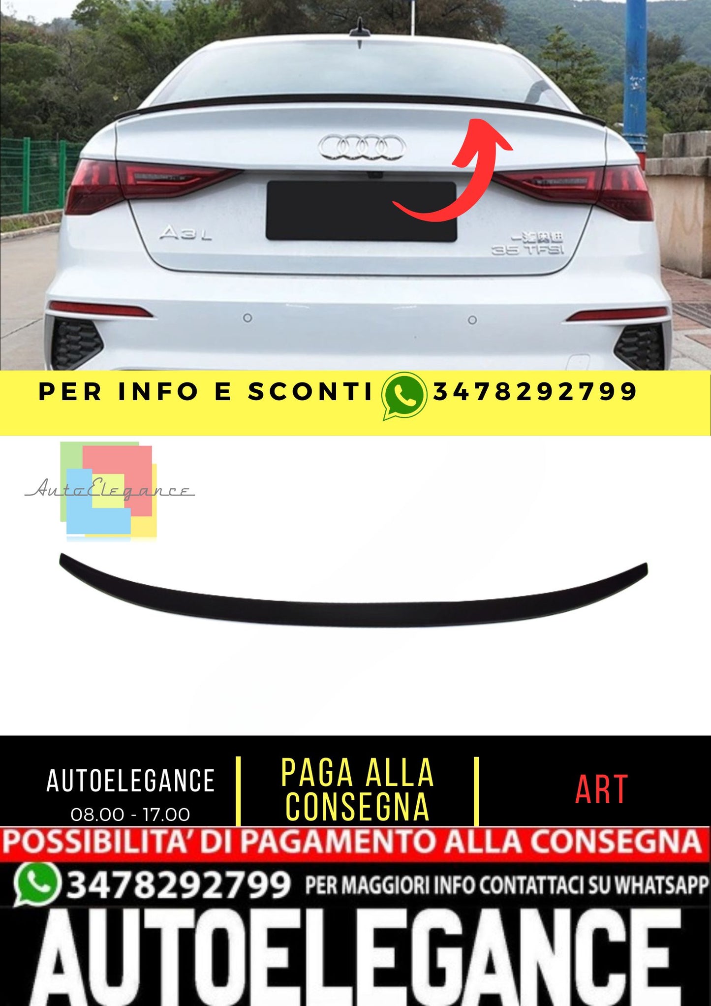💎 SPOILER adatto per Audi A3 8Y 2020+ Sedan