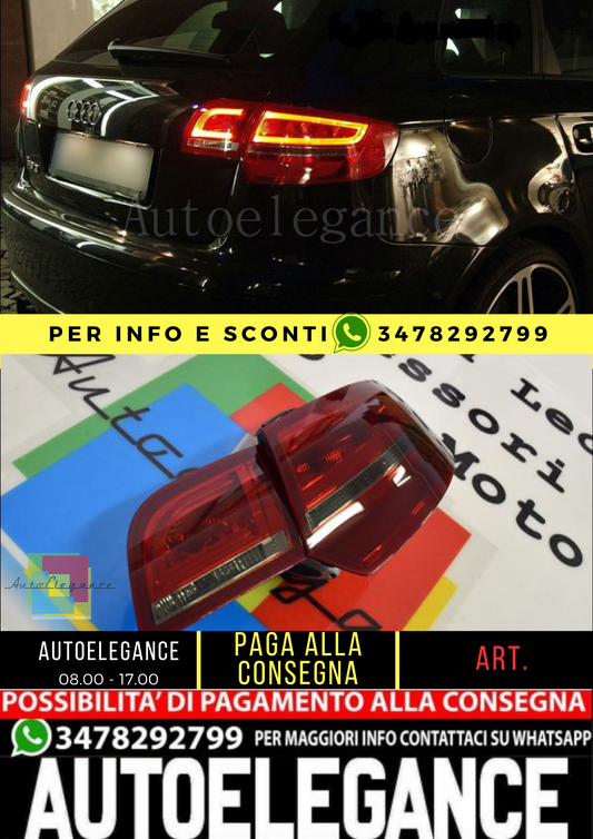 💎COPPIA FARI POSTERIORI ADATTI PER AUDI A3 8P 03-08 ROSSO💎