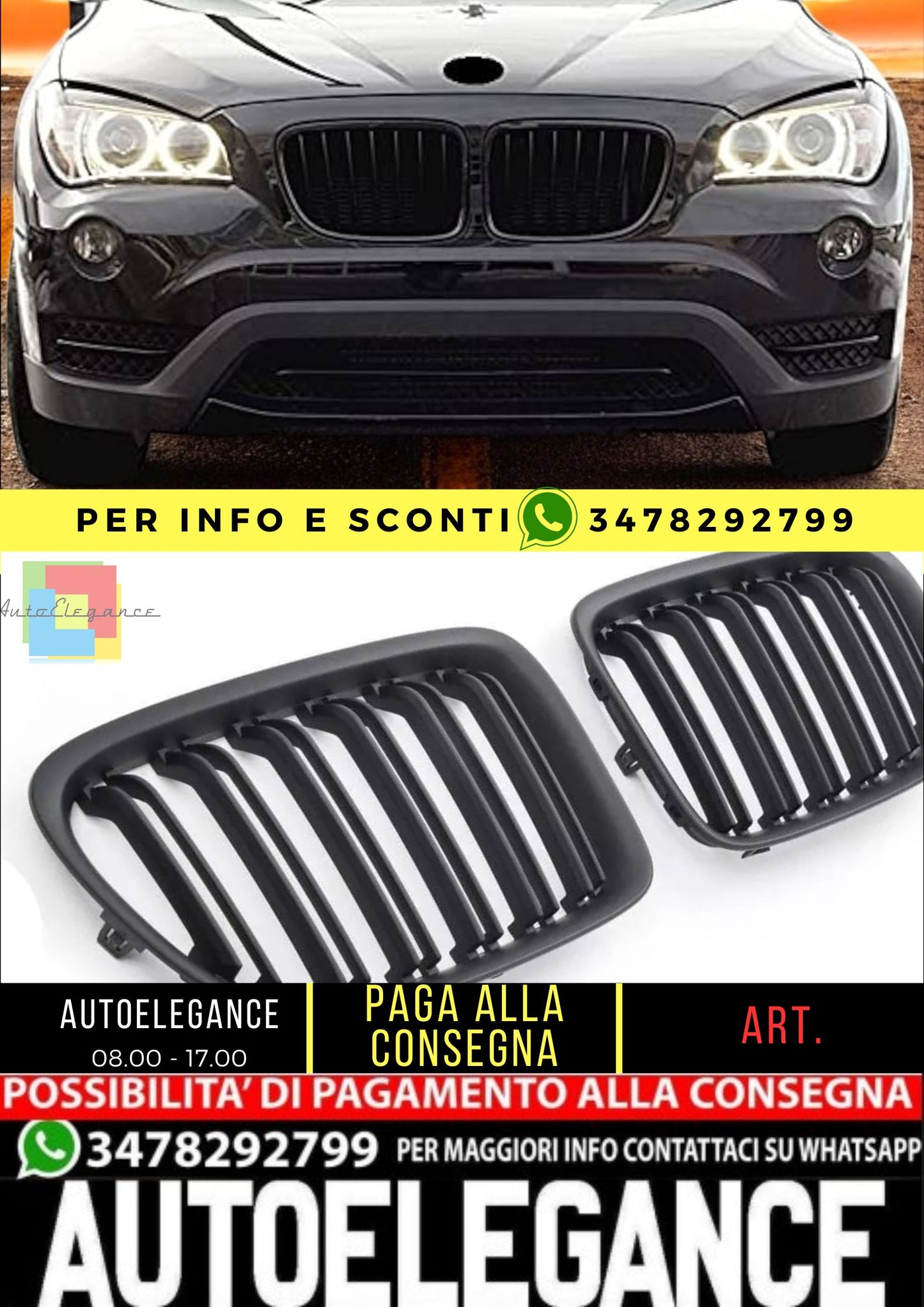 ❤️GRIGLIA RADIATORE SPORTIVA ADATTA PER BMW X1 E84 OPACO NERO❤️