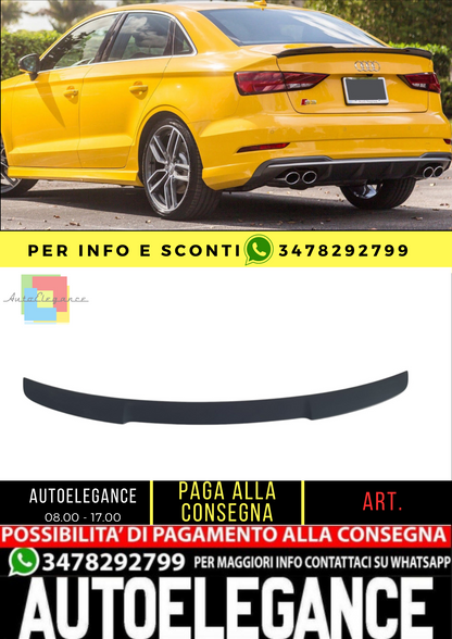 💎SPOILER POSTERIORE ADATTO PER AUDI A3 8V SPORTBACK 2012-2016 NERO LUCIDO💎