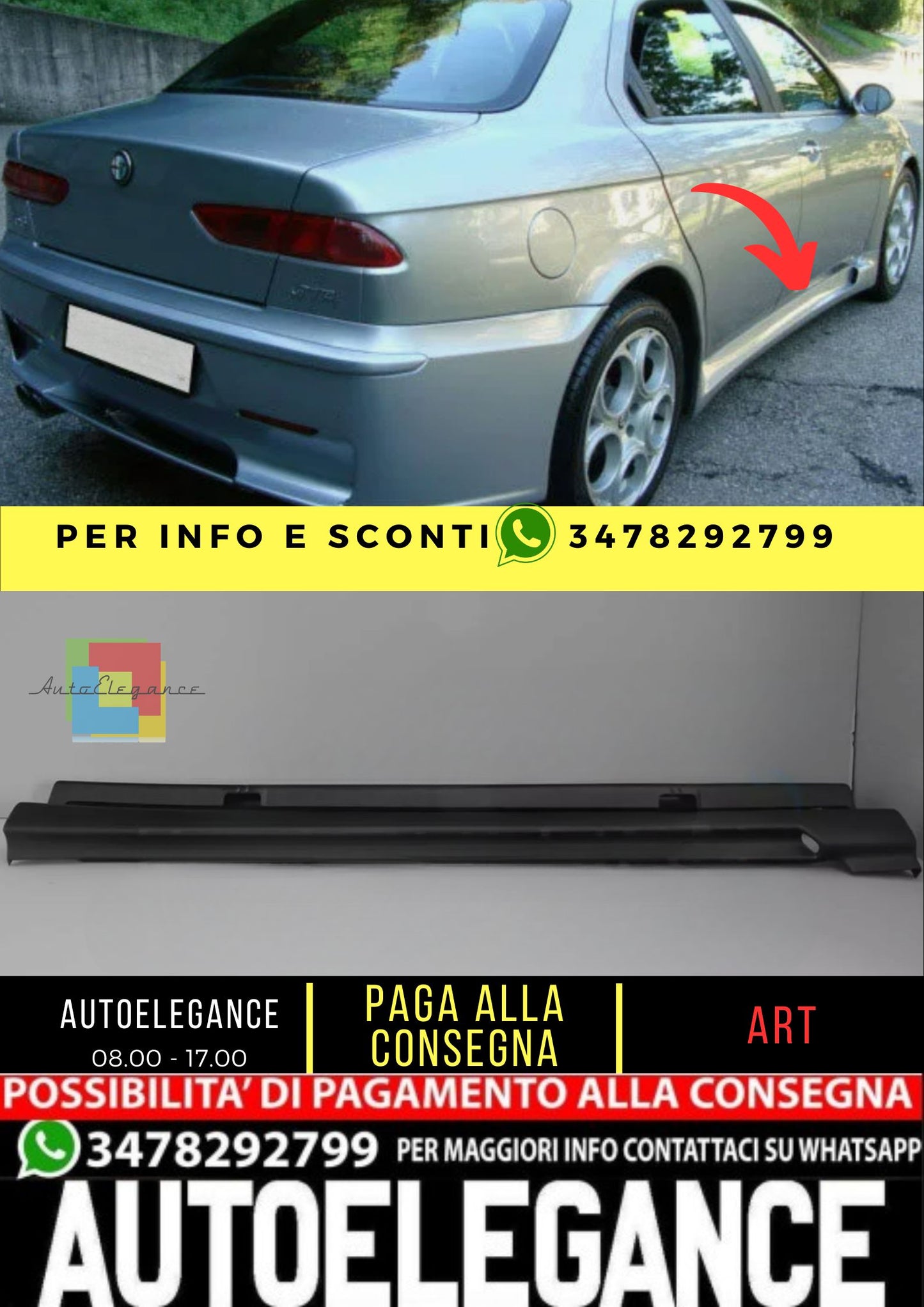 Spoiler Minigonne Laterali per ALFA ROMEO 156 1997-2006 ABS Plastica GTA guard