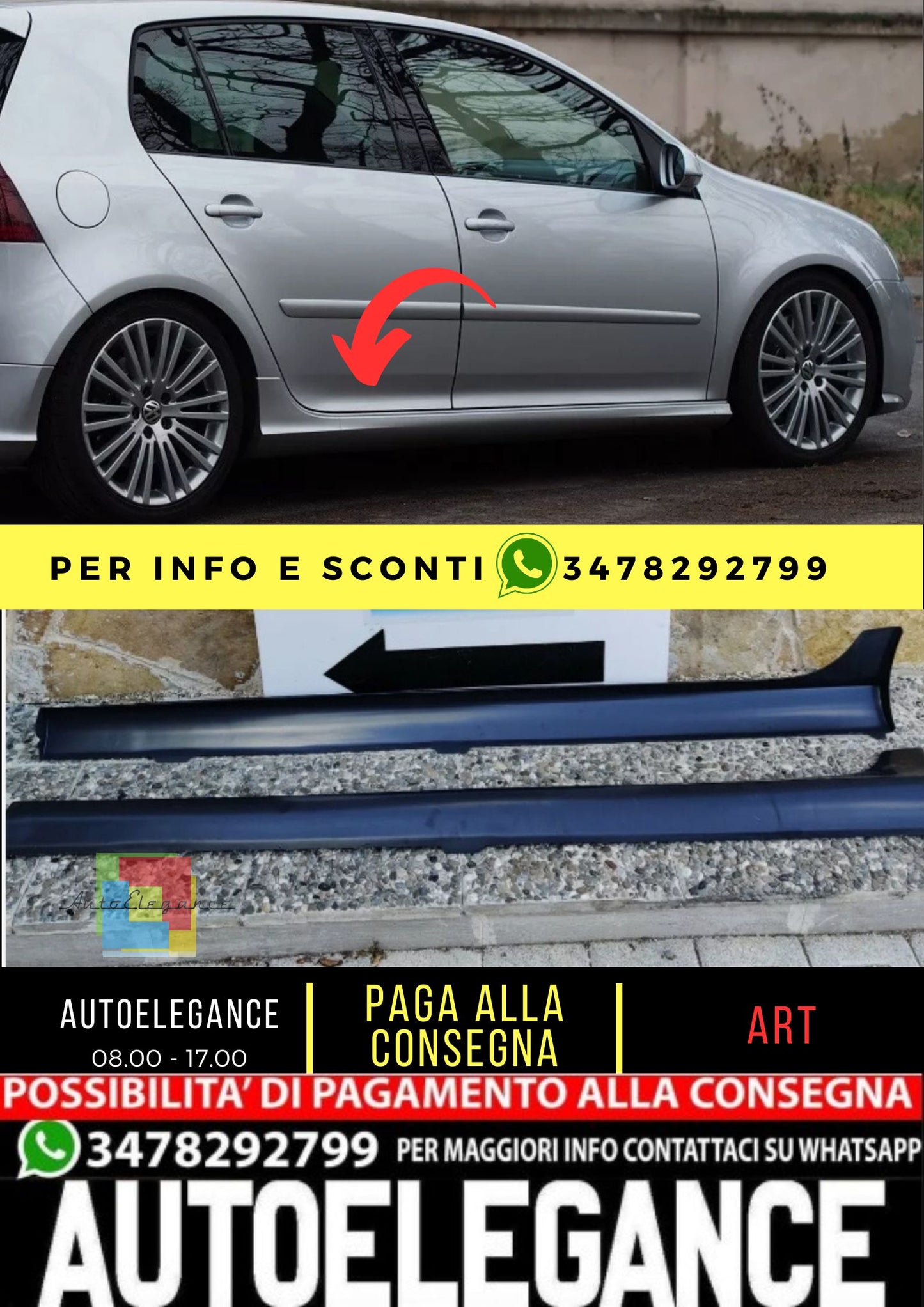 Spoiler Minigonne Laterali per VW GOLF 5, MK5 " R32 look " ABS Plastica
