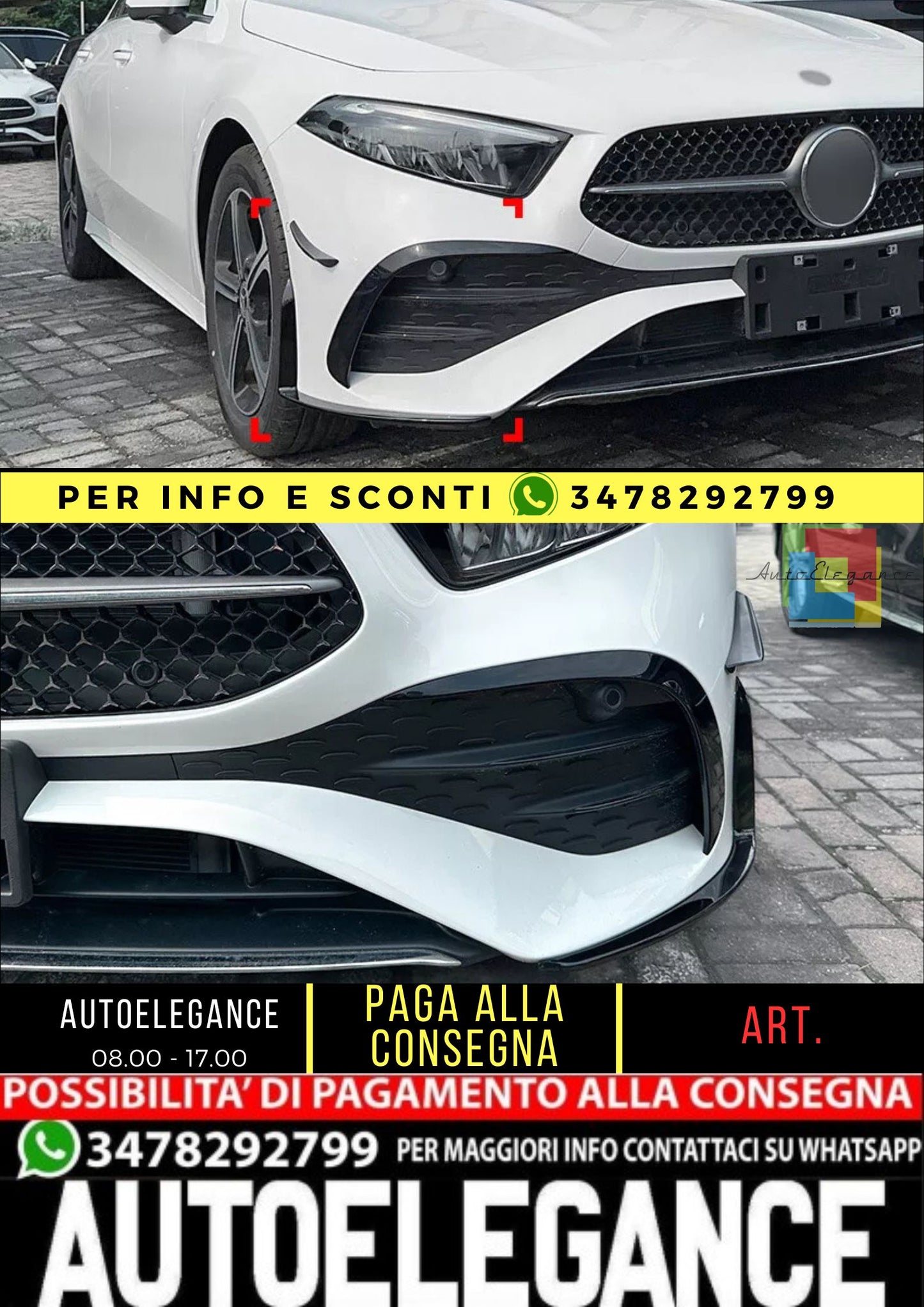🔥AERO FLAPS SPLITTER ADATTO PER  Mercedes W177 Classe A facelift🔥