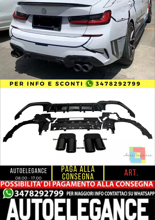 DIFFUSORE + PEZZI DI SCARICO NERO ADATTO A BMW SERIE 3 G20 / G20 2019-2022