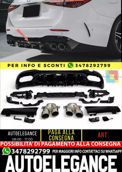 ✨DIFFUSORE + PEZZI DI SCARICO (CHROMATI) ADATTO Per Mercedes W206 S206 ✨