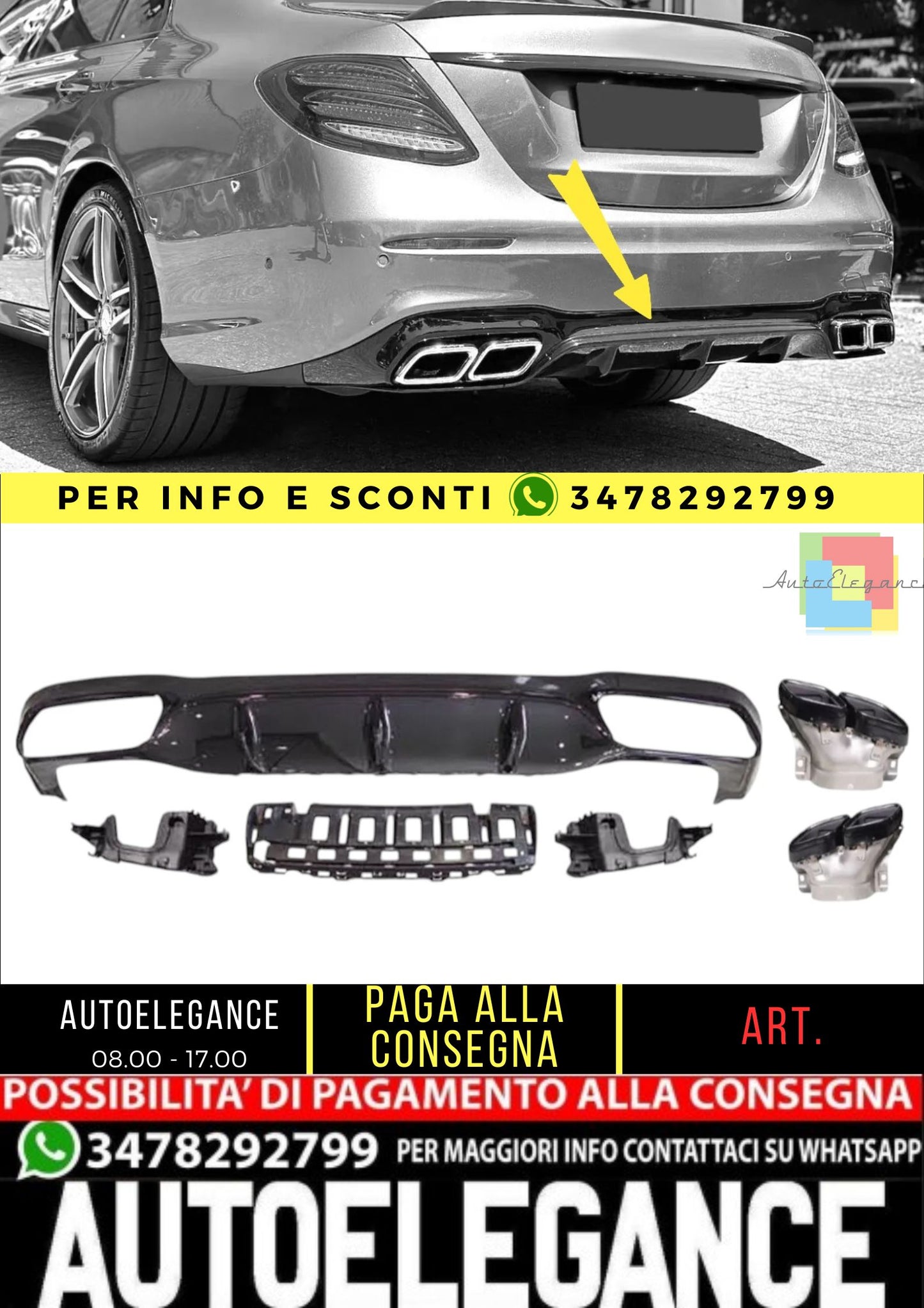 ✨DIFFUSORE + PEZZI DI SCARICO ADATTO Per Mercedes W213 Classe E ✨