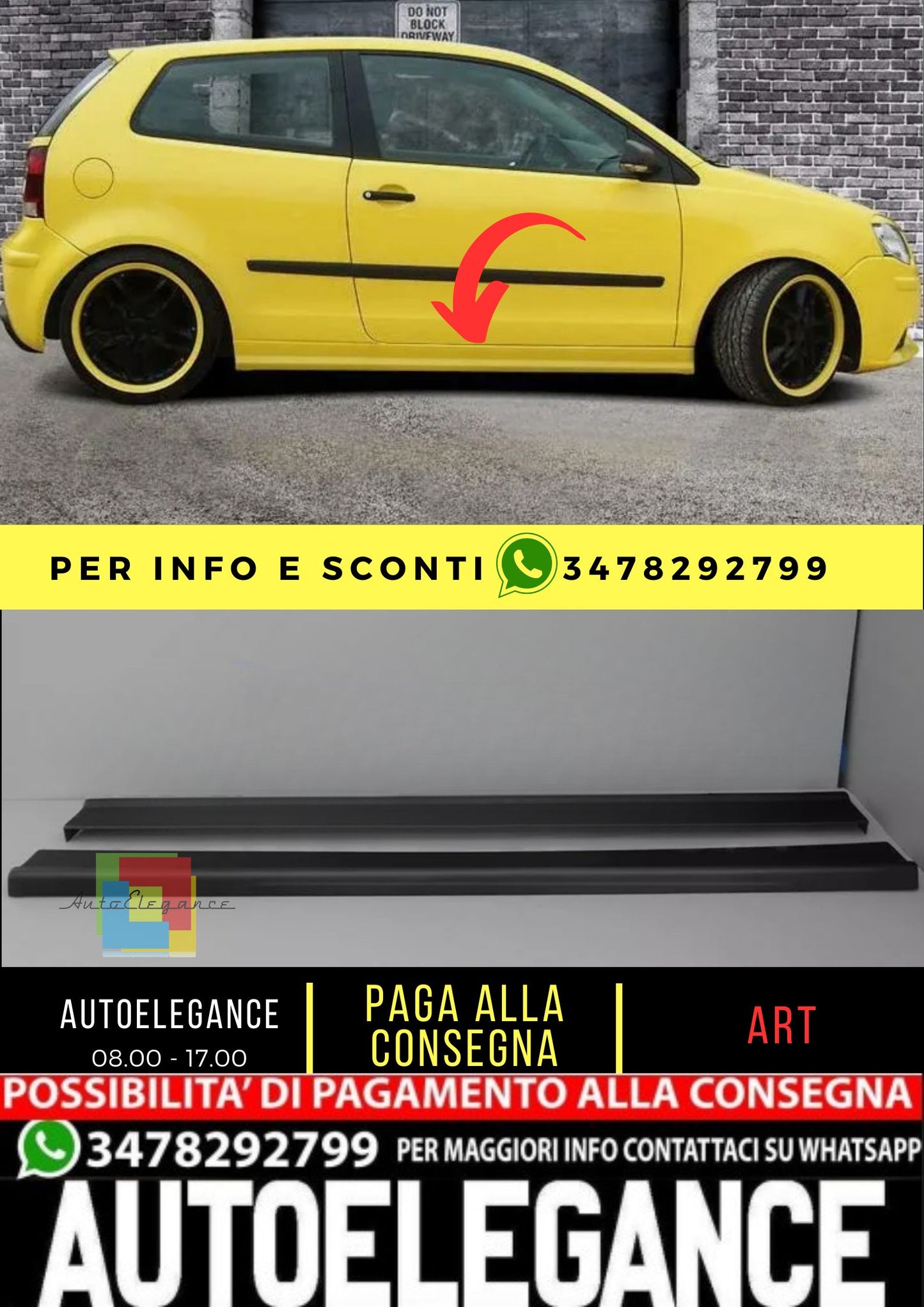 Minigonne laterali per VW POLO 4 9N / 9N3 01-09 Plastica ABS, NUOVO "Street-X"