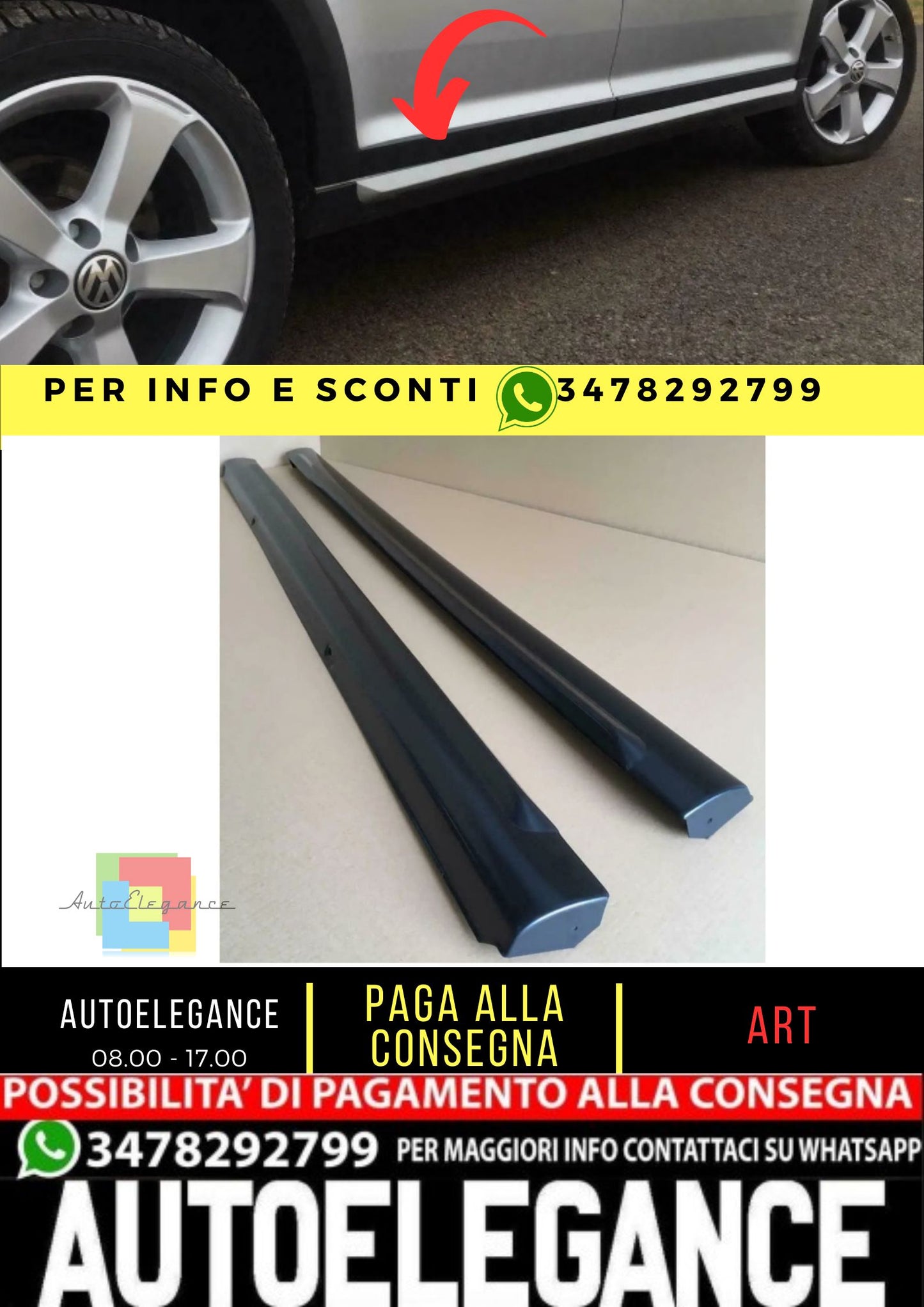 Spoiler Minigonne Laterali per VW CADDY 2K CROSS 2003 - 2015 ABS Plastica
