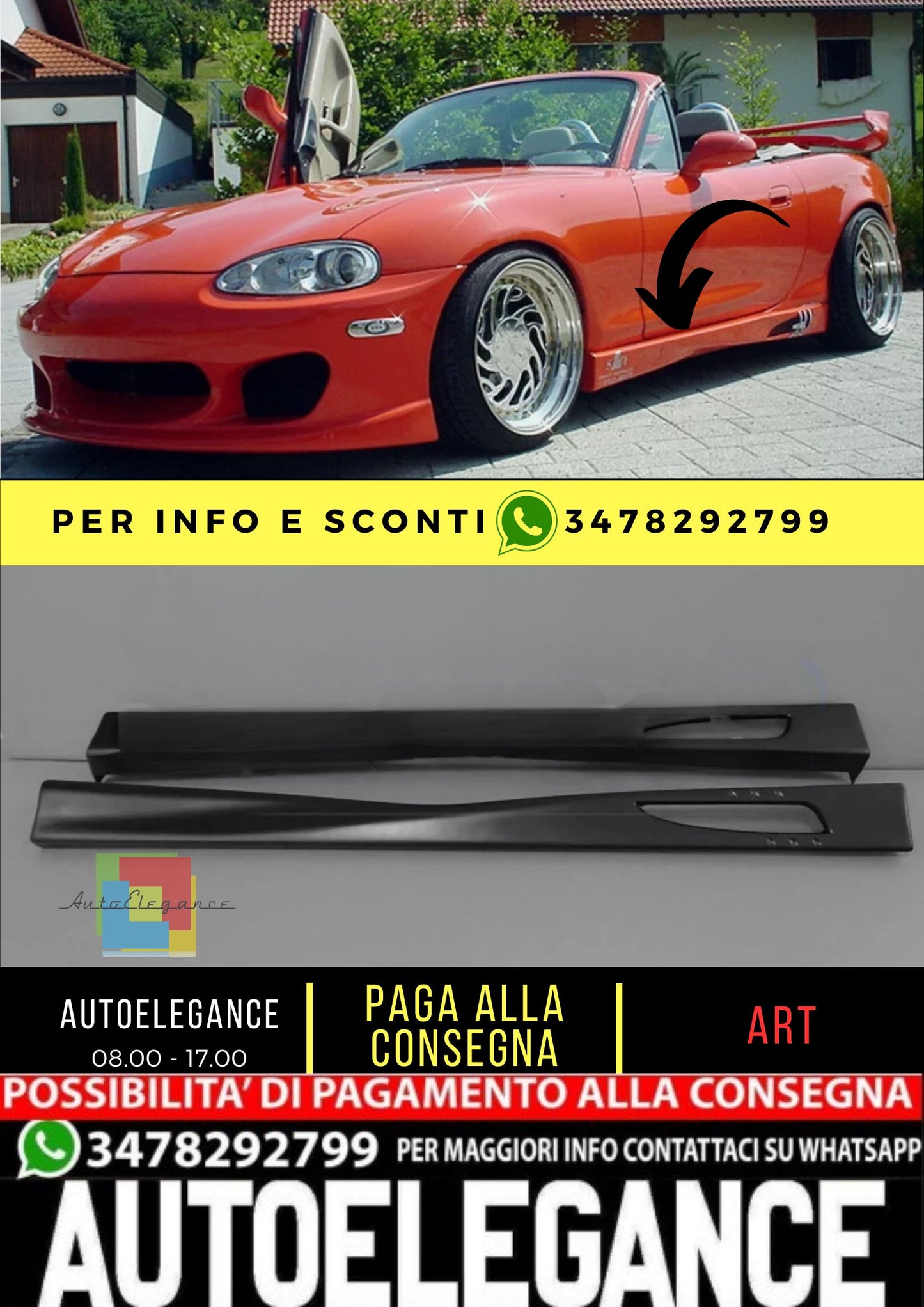 Spoiler Minigonne Laterali per MAZDA MX-5 MX5 98-05 ABS Plastica Silever Line