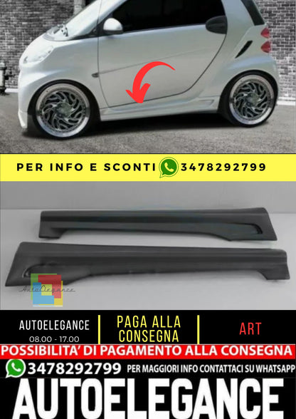Spoiler Minigonne Laterali per SMART Fortwo 451 Coupe Cabrio 07-12 ABS Plastic