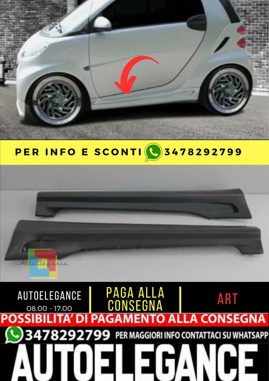 Spoiler Minigonne Laterali per SMART Fortwo 451 Coupe Cabrio 07-12 ABS Plastic