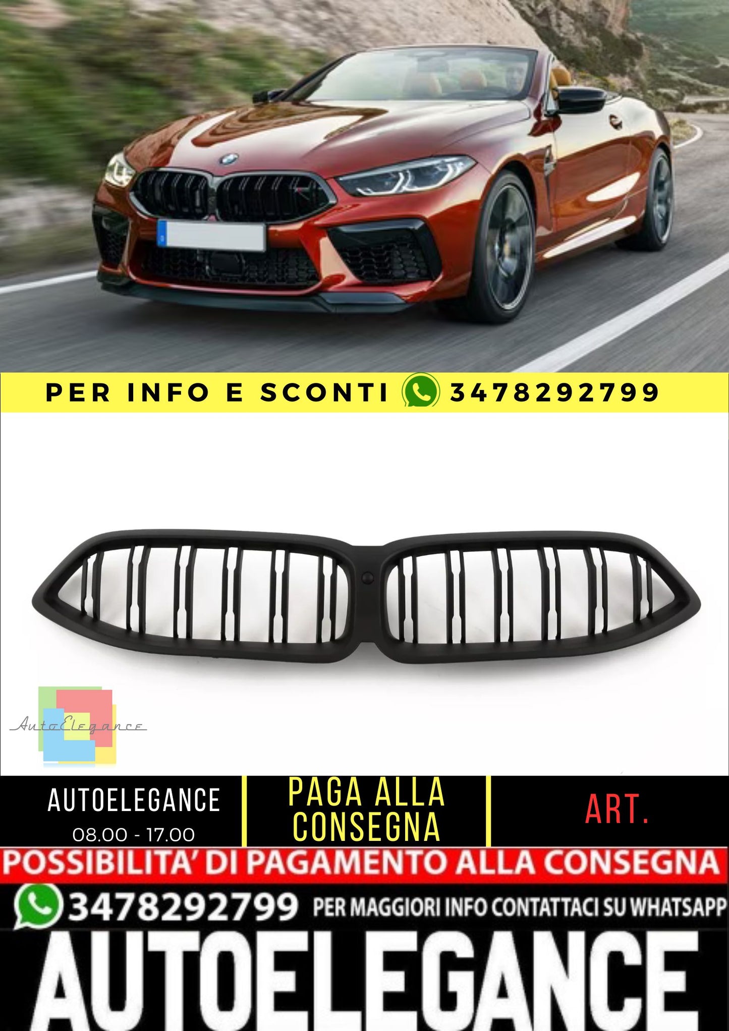 🤩Griglia Adatto Per BMW SÉRIE 8 G14 G15 G16 NOIR MAT🤩
