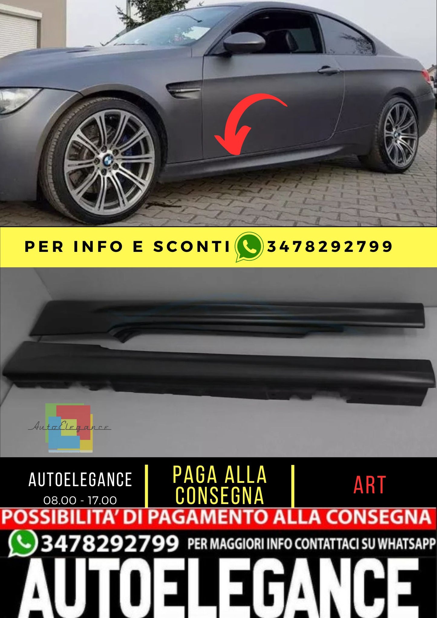 Spoiler Minigonne Laterali per BMW 3 E92 E93 Coupe/Cabriolet 06-13 ABS