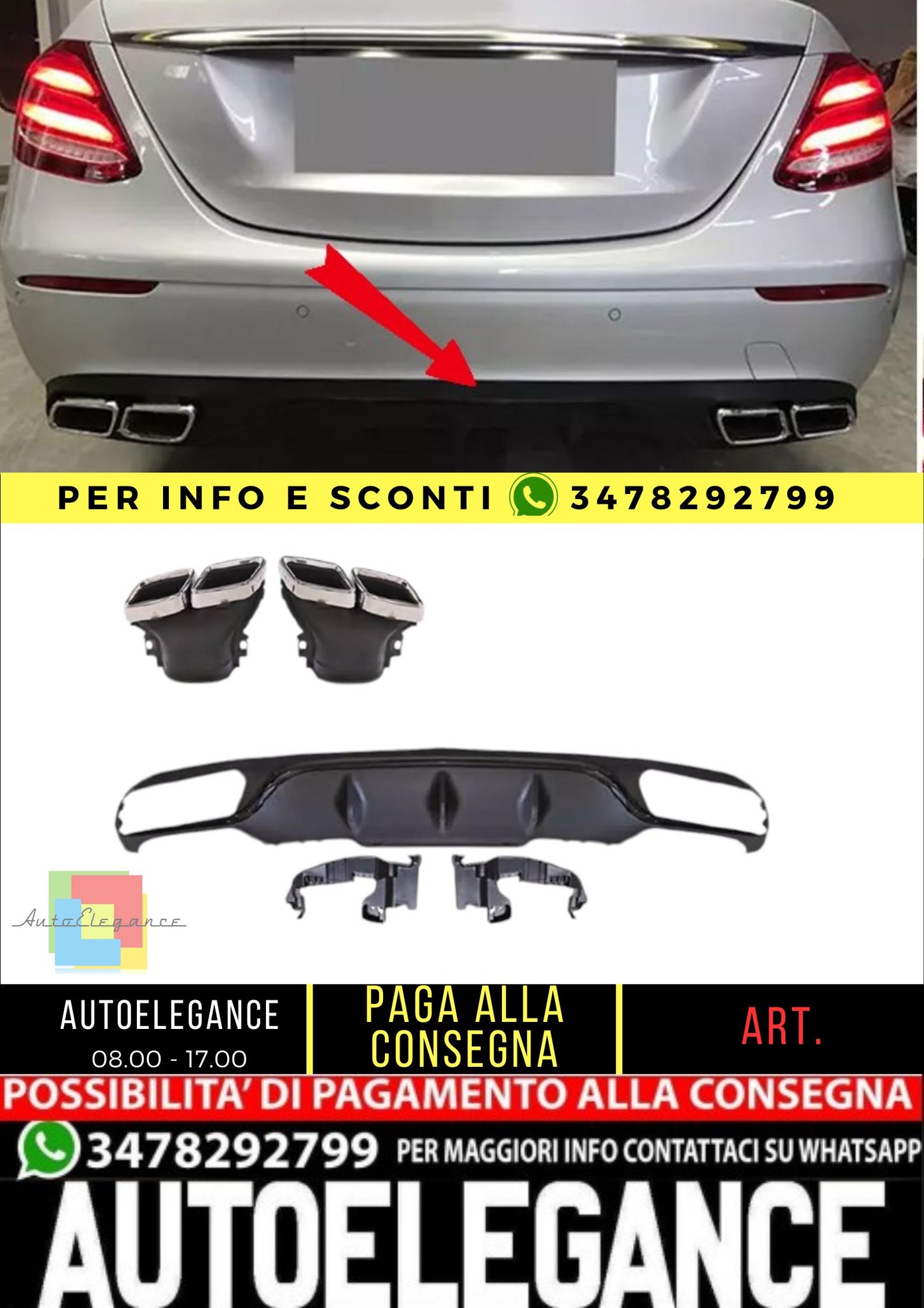 ✨Diffusore+ Terminali Di Scarico Adatto Per  Mercedes W213 Classe E✨