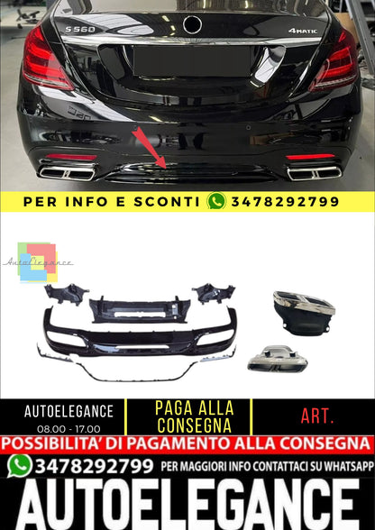 ✨Diffusore+ Terminali Di Scarico(CROMO)Adatto Per  Mercedes S W222 Restyling✨