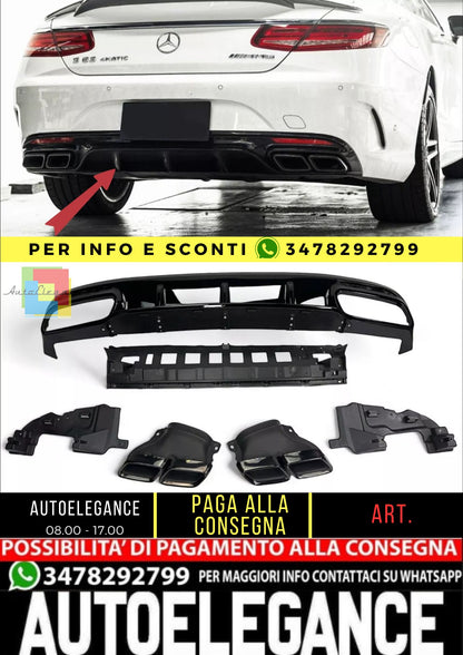 ✨Diffusore+ Terminali Di Scarico (NERO) Adatto Per Mercedes S-KL. C217.✨