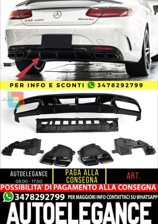 ✨Diffusore+ Terminali Di Scarico (NERO) Adatto Per Mercedes S-KL. C217.✨