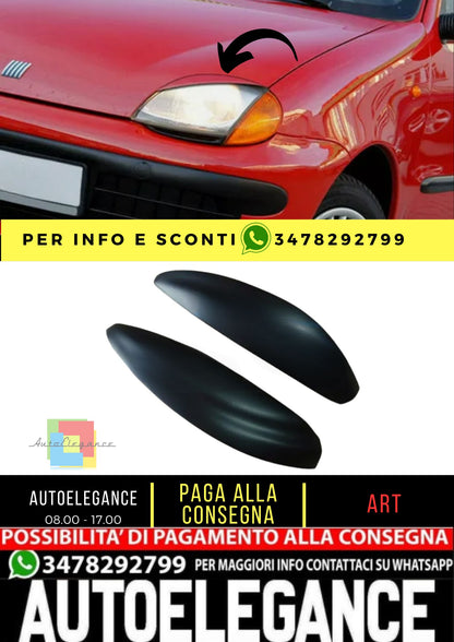 Sopracciglia per FIAT SEICENTO 1998-2009 ABS Plastica palpebre fari