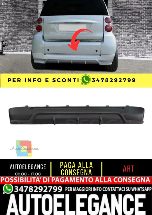 Spoiler posteriore sotto paraurti per SMART Fortwo 451 07-12 ABS Plastica.