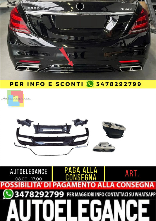 😎Diffusore+ Terminali Di Scarico (CHROME) Adatto Per Mercedes S W222 Lifting😎