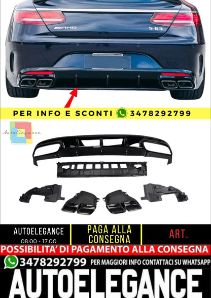 😎Diffusore+ Terminali Di Scarico(NOIR) Adatto Per Mercedes S-KL.S63 😎